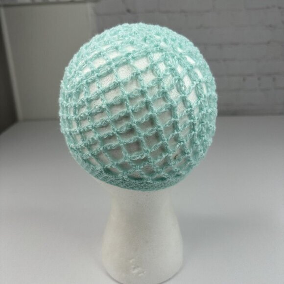 Handmade New Open‎ Weave Fishnet Aunt Lynda\'s Ocean Cotton Knit Beanie- XS/S main image 8